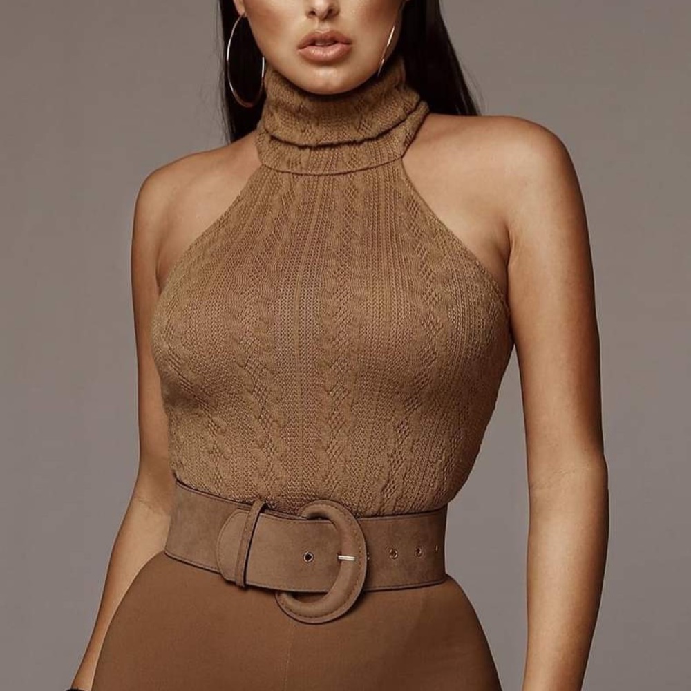 JLUXLABEL Olivier Cable Knit Turtleneck Bodysuit